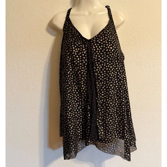 SWIMSUITS FOR ALL Sleeveless Crossback Top With Built-In Bra Gold Black - Picture 1 of 10